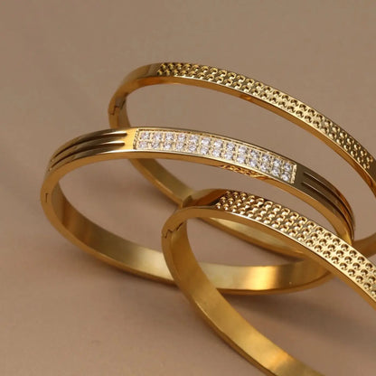 Stainless Steel 18K Gold Plated Zircon Women's Bracelet Bangles Gifts
