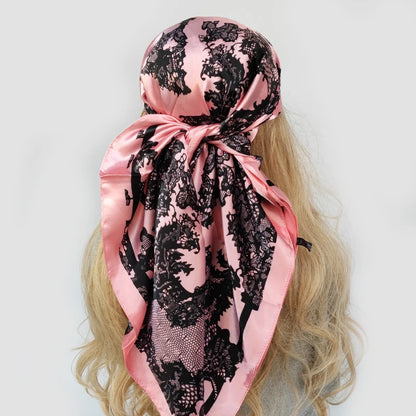 90cm Women Four Seasons Square Silk Satin Bandana Wrap Shawl Scarves Scarfs Spk3