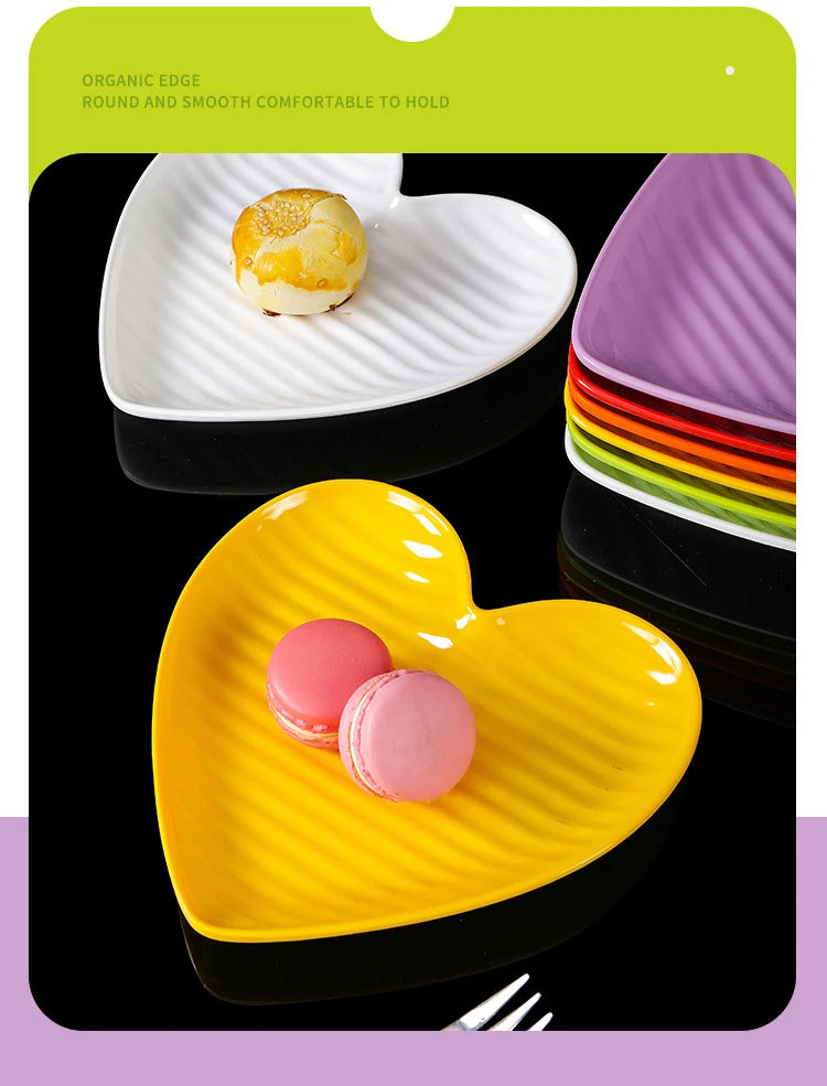 Nordic Creative Heart Shape Dipping Porcelain Salad Dessert Plate Tableware Snack Bowls Dish