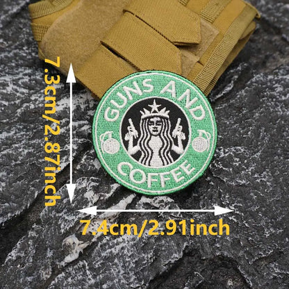 G.U.N.S AND COFFEE Embroidered Patch Iron-On Sewing Clothes Patches Applique