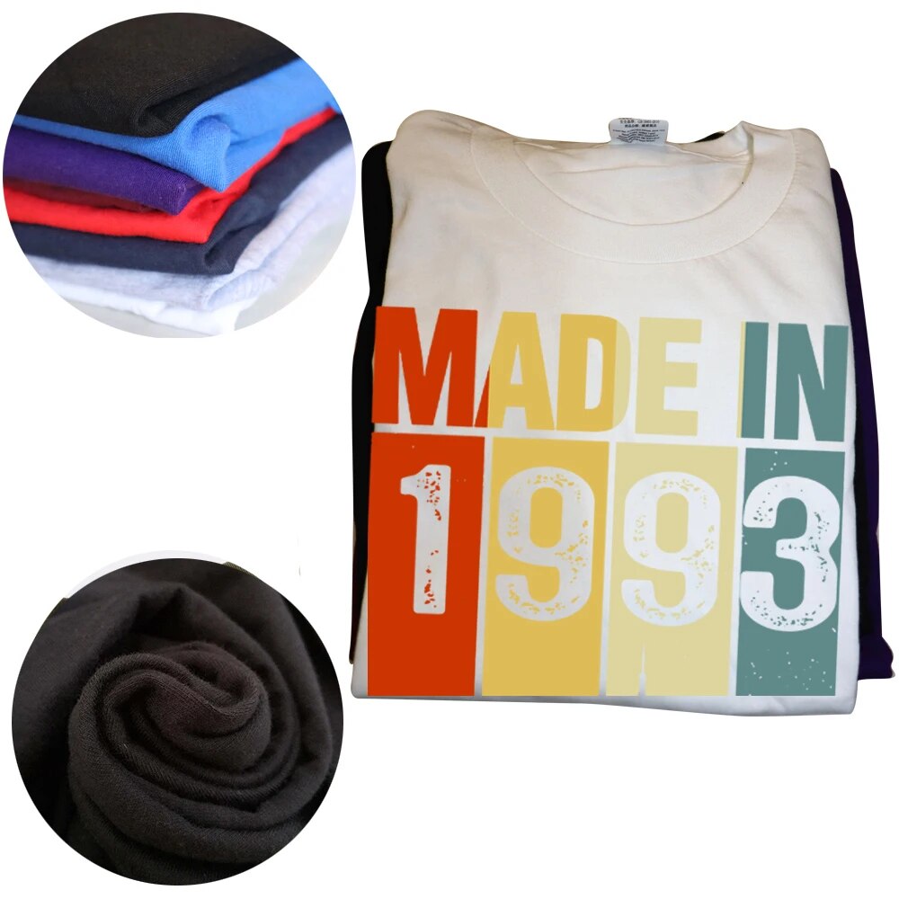 Men Made In 1993 Limited Edition Fashion Streetwear Short Sleeves Tee Shirt
