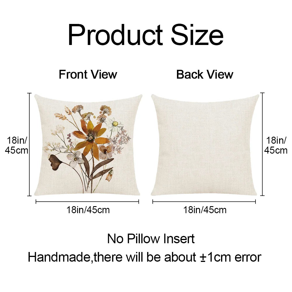 Plant Wildflower Abstract Watercolor Flower Deco Pillowcase Cushion Cover