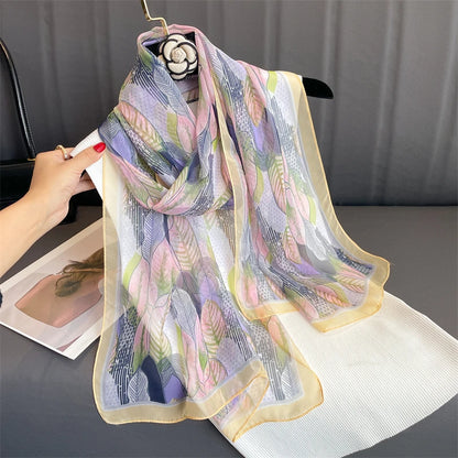 Women Beach Scarf Georgette Silk Shawls Design Printed Wraps Scarves