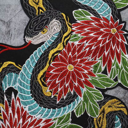 Colorful Python Embroidered Motorcycle Patch Appliques Iron on Patches Badge Clothes Sewing