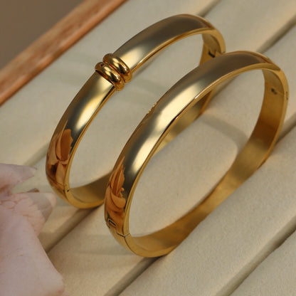 18K Gold-plated Stainless Steel Curved Polished Bangle Bracelet