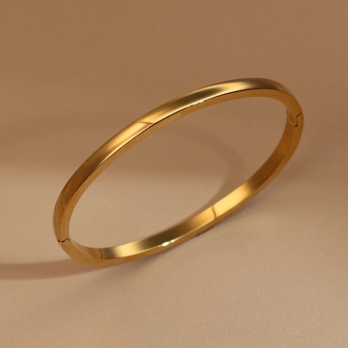 2-in-1 Women 18 K Gold Plated Zircon Stainless Steel Curved Bracelet Gift Bangle