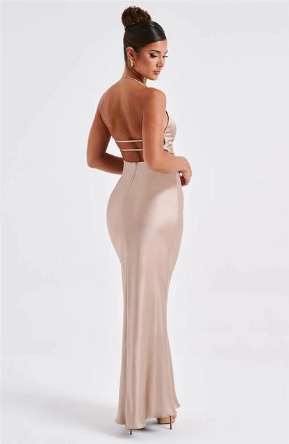 Elegant Backless Sexy Maxi Spaghetti Strap Sleeveless Bodycon Club Party Long Dress