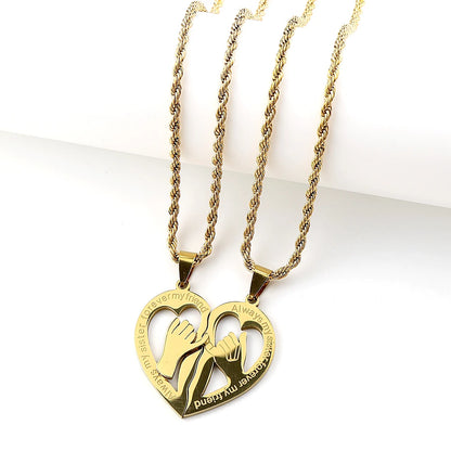 Women Heart Friend Lover Sister Pendant Stainless Steel Gold Color Necklace