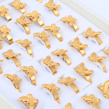 20 Pieces/Lot Fashion Stainless Steel Insect Butterfly Charm Waterproof Rings