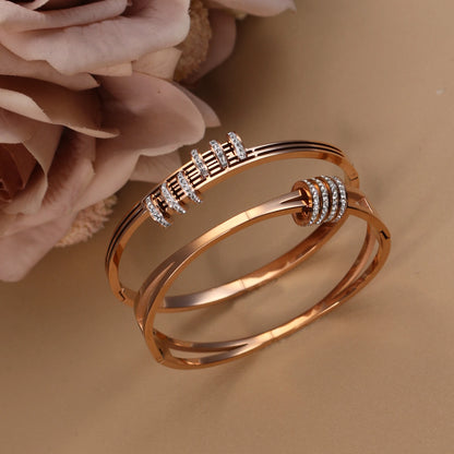 Women's Love Stainless Steel Crystal Bracelets Half Face Hollow Design Bracelet Bangle Jewelry Gifts