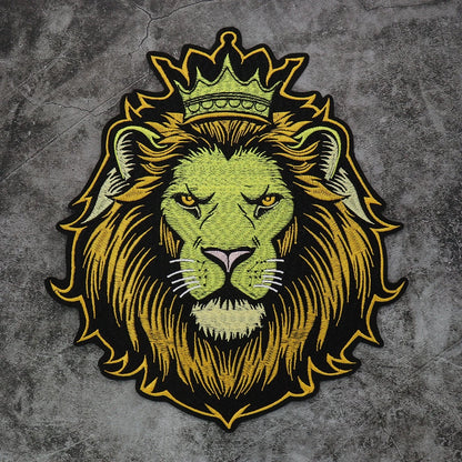 Embroidery Crown yellow Lion Biker Rock Patch Appliques Iron on Patches Badge Clothes Sewing