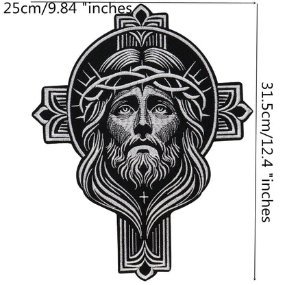 Big Cross Skull Gothic Punk Rock Iron on Patches Embroidered Crown Skull Patch Clothes Sewing Stickers