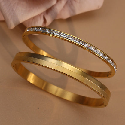 Fashion Plated 18k Zircon Stainless Steel Women's Bracelet Bangles