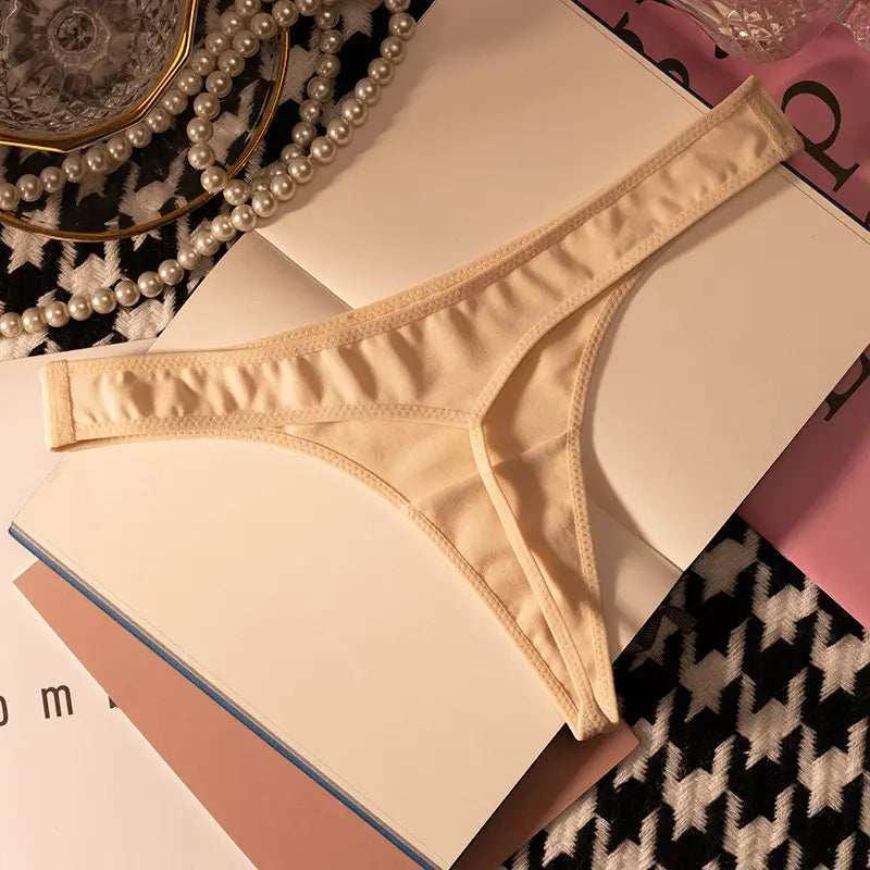 Women T-back Briefs Cotton G-String Thong Underwear Low Waist Seamless Panties