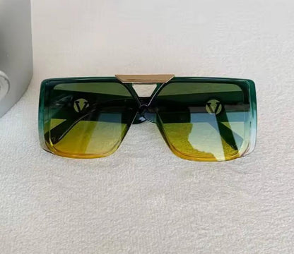 Men Women Punk Vintage Square Designer Letter V Driving UV400 Eyewear Sunglasses
