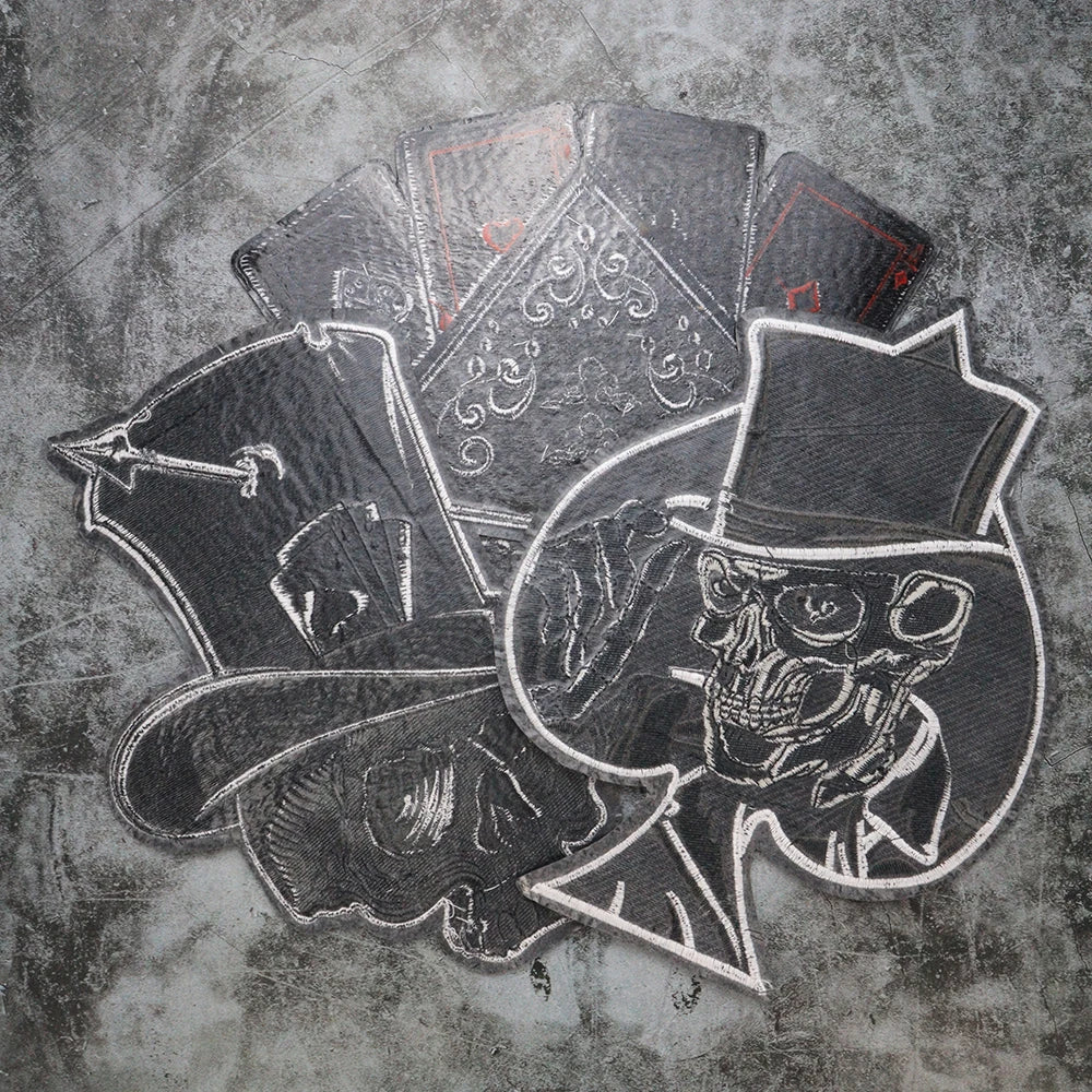 Poker Ace of Spades Embroidery Skull Iron Patch For Clothing Patches Punk Appliques sewing Sticker