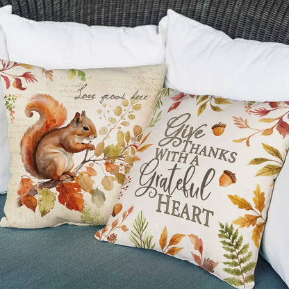 Home Decor Maple Squirrel Bird Design Thanksgiving Cushion Pillowcase Covers