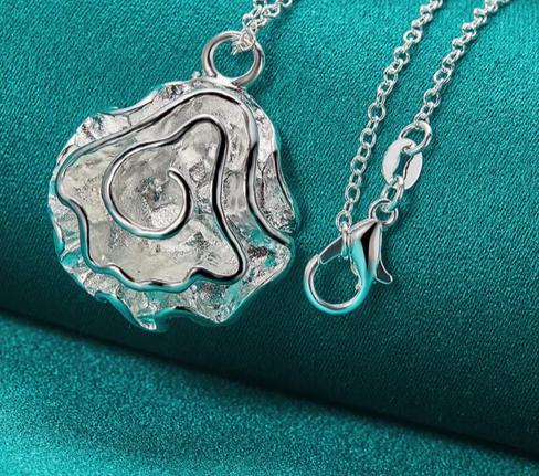 4pcs Women 925 Sterling Silver Rose Flower Wedding Engagement Necklace Bracelet Earring Ring Sets