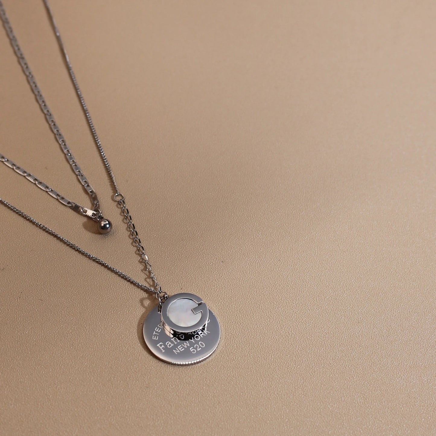 Women Mother-Of-Pearl Pendant G Letter Titanium Steel Necklace Gifts