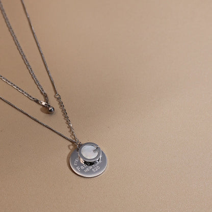 Women Mother-Of-Pearl Pendant G Letter Titanium Steel Necklace Gifts