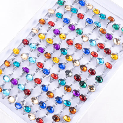 Wholesale 50pcs/lot Women's Vintage Glass Stone Rings