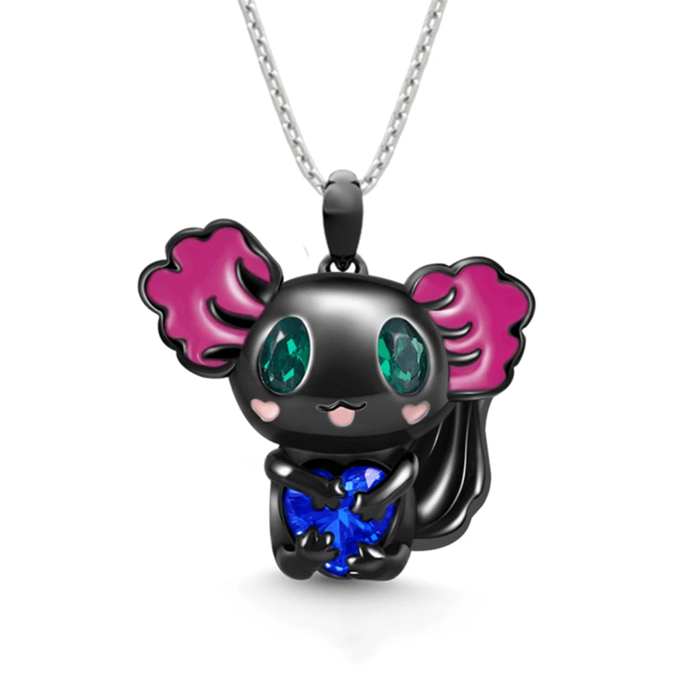 Women Fashion Black Cute Zircon Cartoon Pendant Necklace