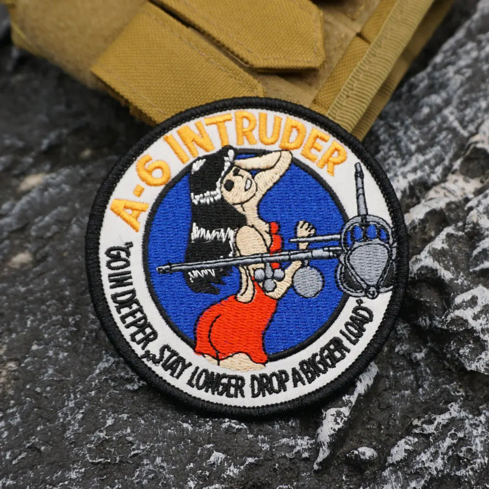 A-6 intrusion attack aircraft with a beautiful girl pattern Embroidered Patch Iron-On Sewing Clothes Patches Applique