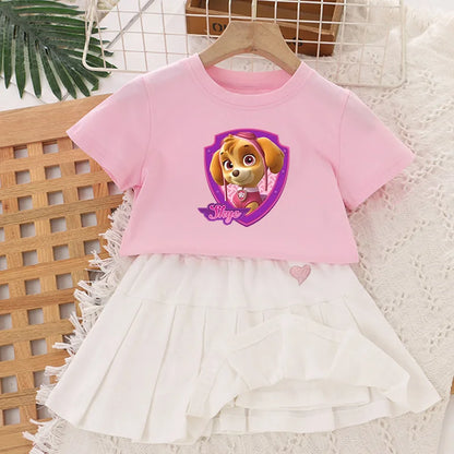 Paw Patrol Girls Kids Pants Thin Skirts Cartoon Print Pleated Outfit Gifts