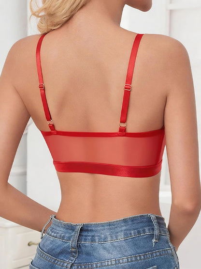Women 3/4 Cup Wire-Free Brassiere No Pad BraErotic Lace Breathable Lingerie
