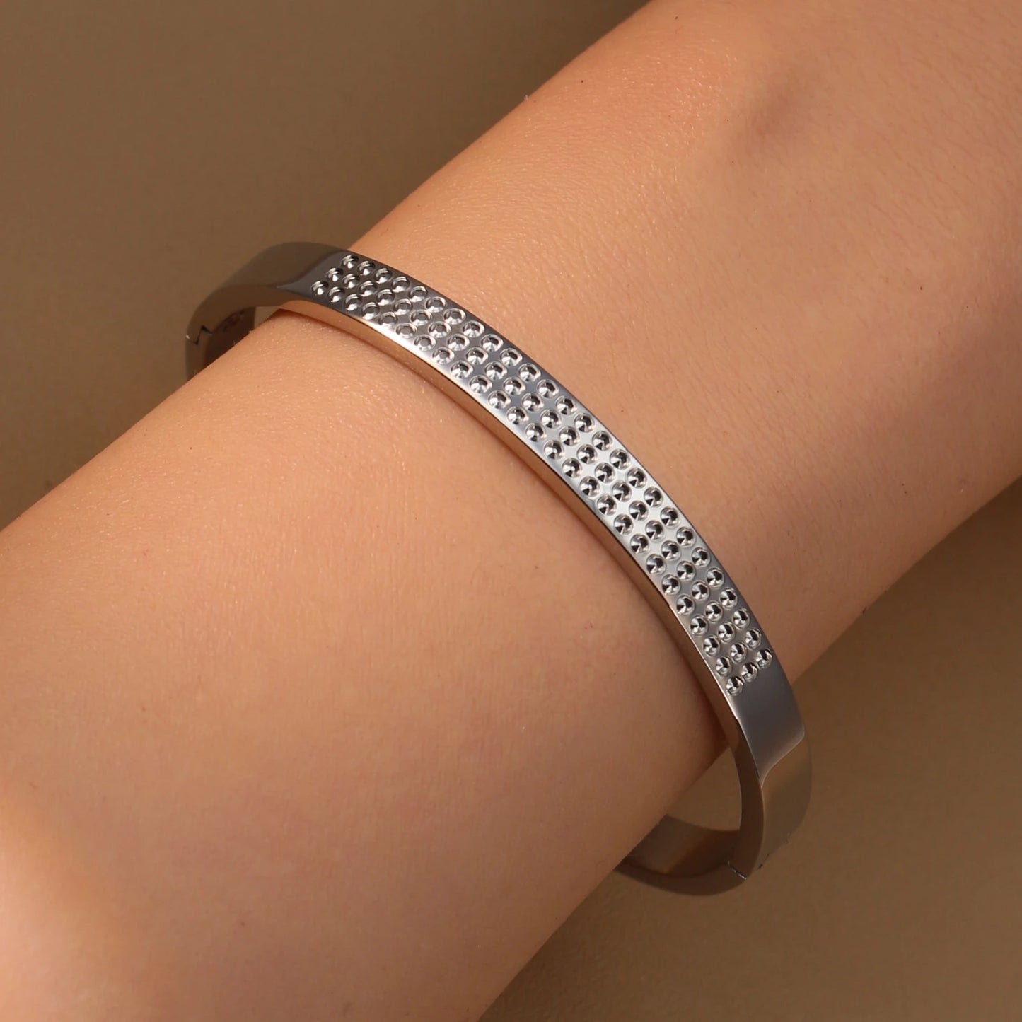 Stainless Steel 18K Gold Plated Zircon Women's Bracelet Bangles Gifts