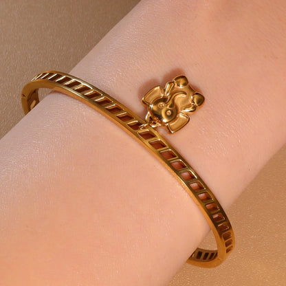 Small Elephant Hollow Stainless Steel 18K Gold Plated Bracelet Jewelry