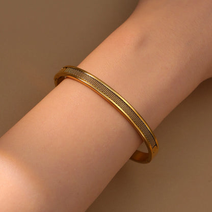 Women Punk 18k Gold Color Stainless Steel Statement Bracelet Bangle