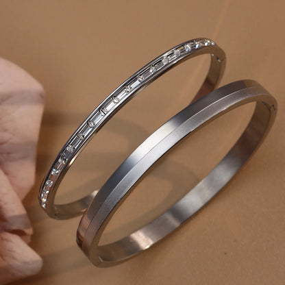 Fashion Plated 18k Zircon Stainless Steel Women's Bracelet Bangles
