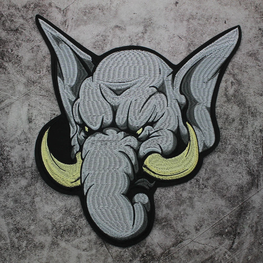 Rock Punk Animal Elephant Embroidery Patch Iron On Patches Clothes Embroidered Sticker DIY