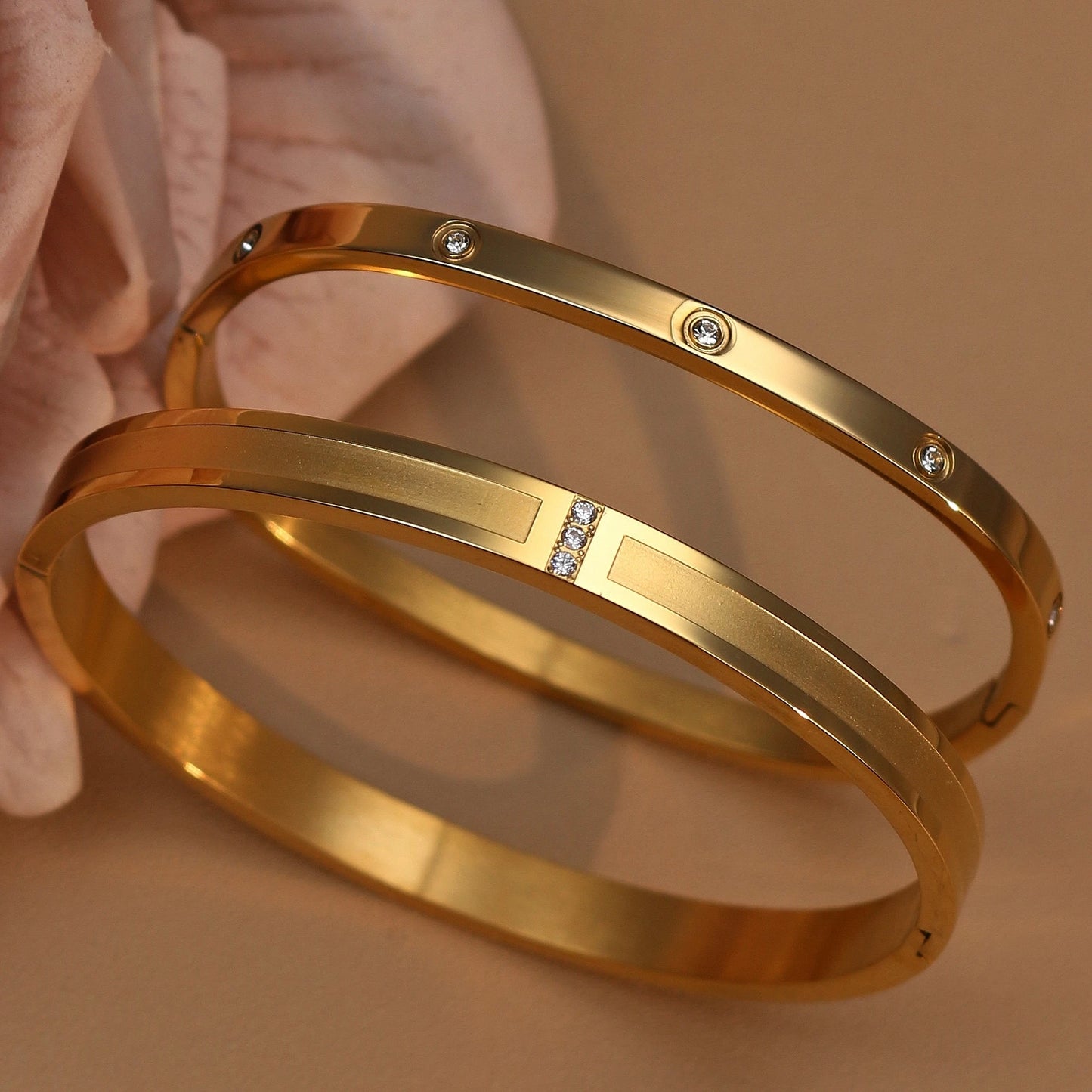 18K Plated Stainless Steel Zircon Fashion Women's Bracelet Bangles Gifts
