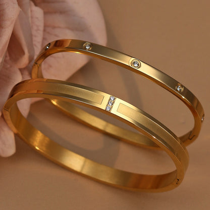 18K Plated Stainless Steel Zircon Fashion Women's Bracelet Bangles Gifts