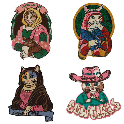 Embroidery Animal Hat Cat Sticker Patch Appliques Iron on Patches Badge Clothes Sewing