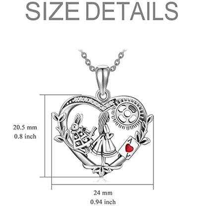 Women Fashion Retro Punk Gear Rabbit Girls Playing Card Heart Pendant Necklace Gifts