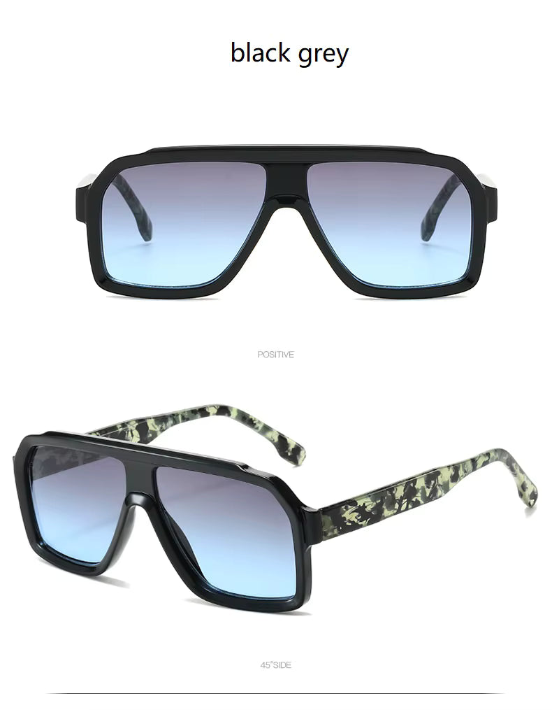Men Women Double Color Frame Shade Designer UV400 Square Sunglasses Glass