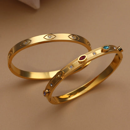 Fashion Stainless Steel Color Crystal Charm Gold Color Women's Bracelet Bangle Wedding Gifts