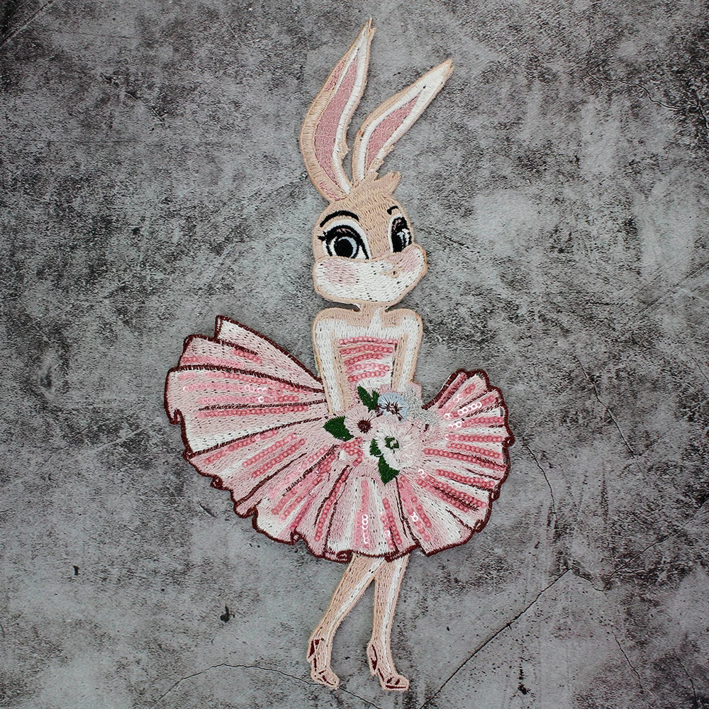 Cartoon Rabbit Embroidery Patches for Clothing Animal Transfer Appliques Badge DIY Sticker Sewing