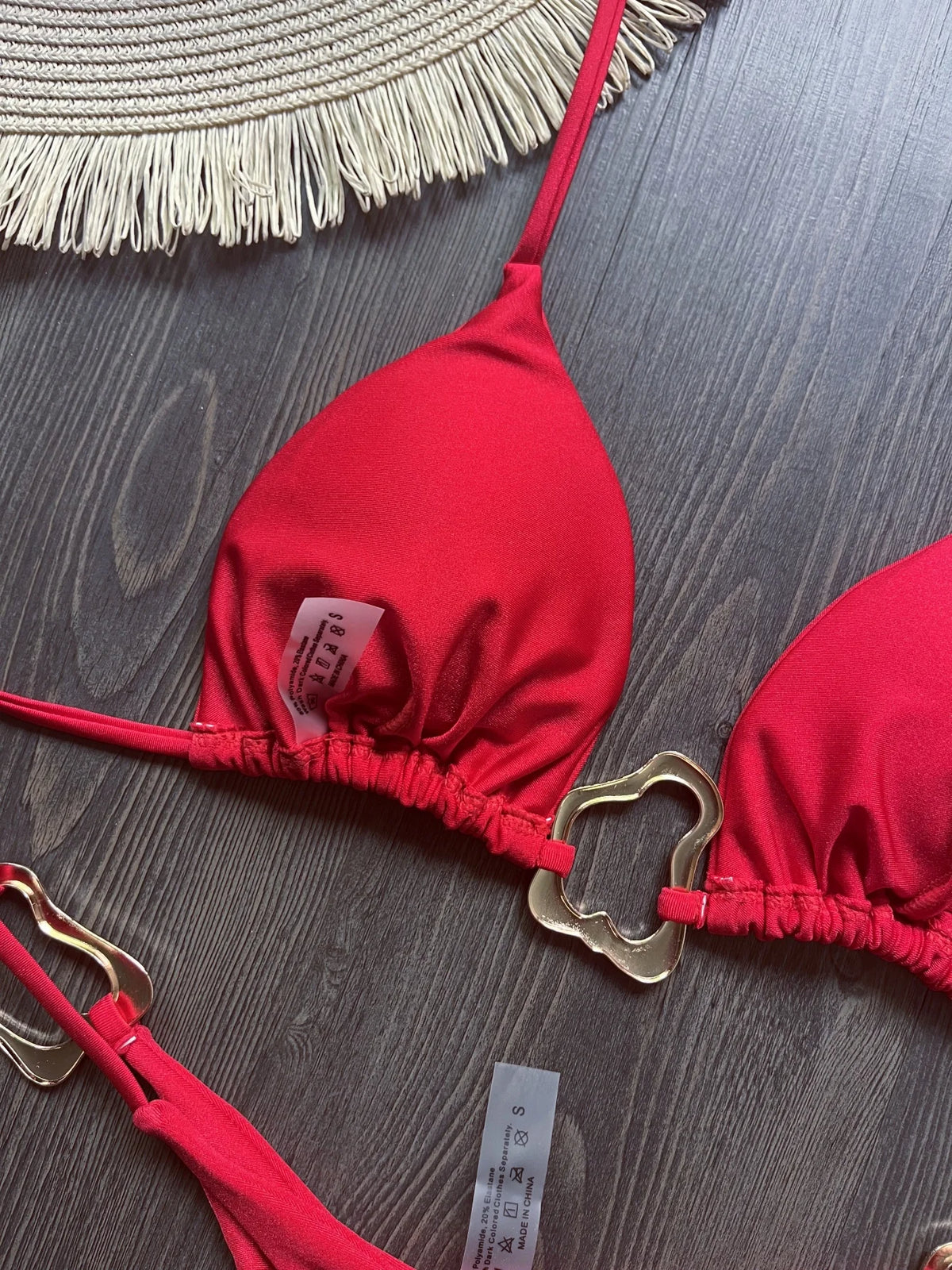 Women Bikini Solid Color Lace-up Split Two-piece Swimsuit Swimwear Suit
