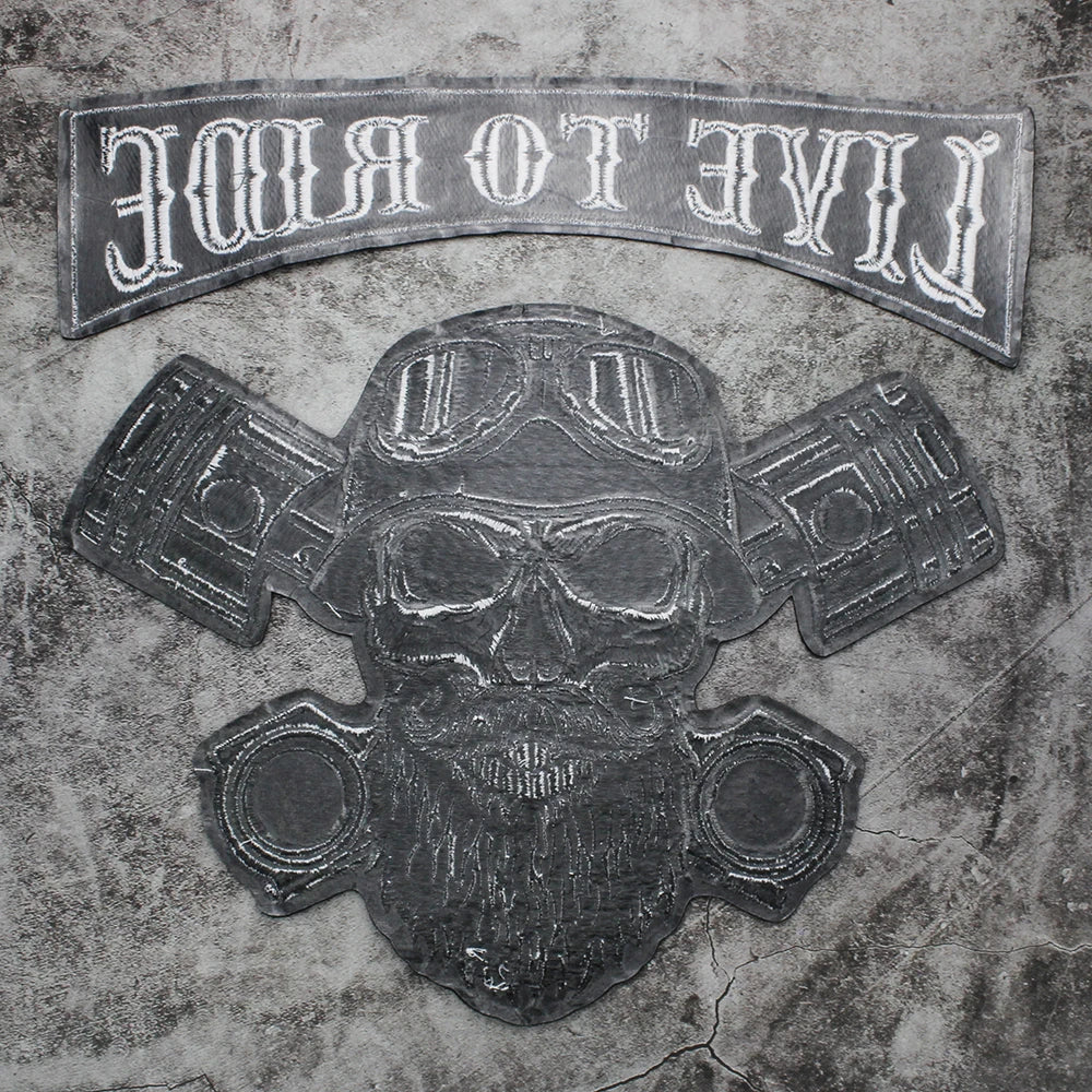 Letter Punk Skull Patch Biker Rock Large Embroidered Patch Appliques Iron on Patches Badge Clothes Sewing