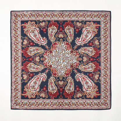 Women Fashion Silk Square Vintage Hijab Flower Prints Pashmina Bandana Scarves