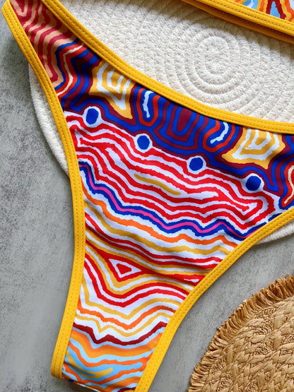 Sexy Print High Leg Cut Brazilian Bikini Swimsuit Swimwear Two-pieces Bathing Suit