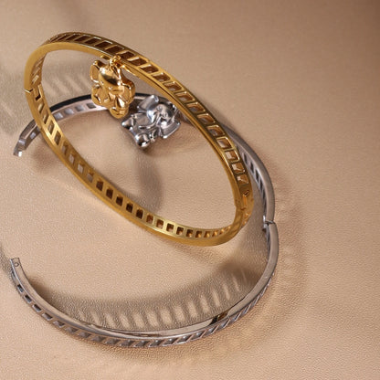 Small Elephant Hollow Stainless Steel 18K Gold Plated Bracelet Jewelry