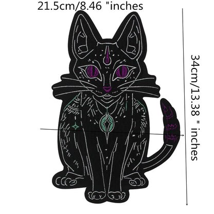 Large Black Noble Animal Cat Patch Embroidered Patches Iron on Clothing Backpack Badges Twill Craft Stickers