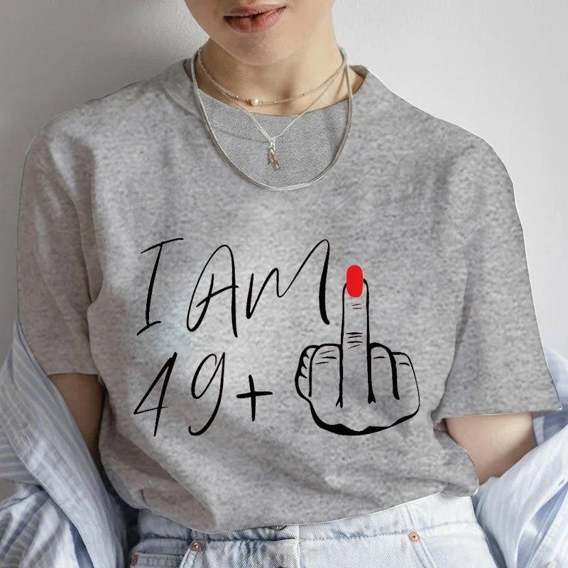 50th Birthday Mom I Am 49 Middle Finger T-shirt Women Tees Tops