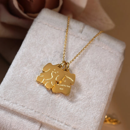 Small Elephant Double Pendant Designer Stainless Steel 18K Gold Plated Women's Necklace