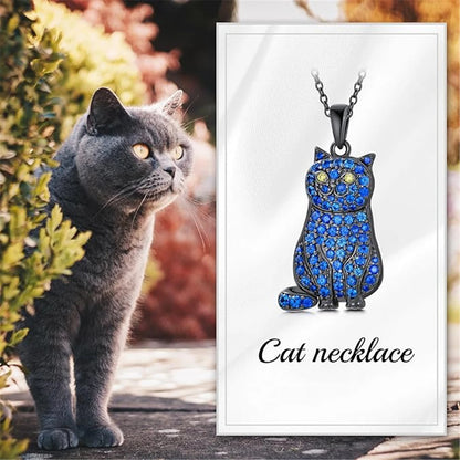 Women Fashion Pet Kitten Cat Lovers British Shorthair Cat Pendant Necklace Gifts